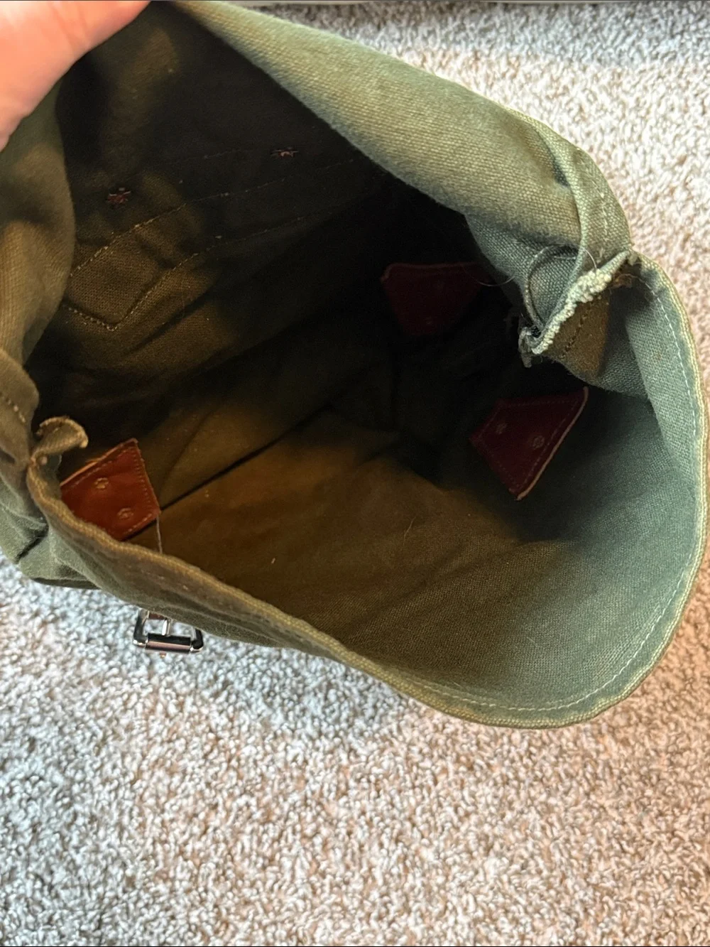 Duluth Pack Scout Bag with Brown Leather Trim - Olive Green